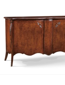 MOBILI 2G - Madia Credenza in legno 2 porte sagomata intagliata arte povera l.165 p.52 h.88 (2112) vista frontale