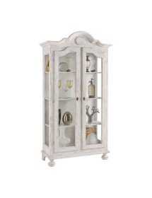 MOBILI 2G - Vetrina 2 porte shabby legno bianco consumato 103X45X197 (958) VISTA FRONTALE