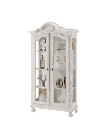 MOBILI 2G - Vetrina 2 porte shabby legno bianco consumato 103X45X197 (958) VISTA FRONTALE