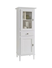 MOBILI 2G - Vetrina 2 Porte 1 cassetto legno shabby bianco 54x45x150 (738) vista frontale