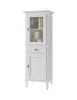 MOBILI 2G - Vetrina 2 Porte 1 cassetto legno shabby bianco 54x45x150 (738) vista frontale