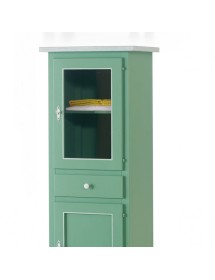MOBILI 2G - VETRINETTA 2 PORTE 1 CASSETTO LACCATO VERDE CON PROFILI BIANCHI MISURE L.54 P.45 H.150 (738)