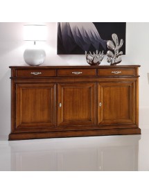 MOBILI 2G - MADIA CREDENZA 3 PORTE 3 IN LEGNO TINTA NOCE L.180 x P.48 H.100 (3074) VISTA FRONTALE
