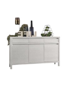 MOBILI 2G - MADIA CREDENZA 3 ANTE 3 SHABBY BIANCO IN LEGNO MASSELLO DI ABETE 150X50X95 (3321)