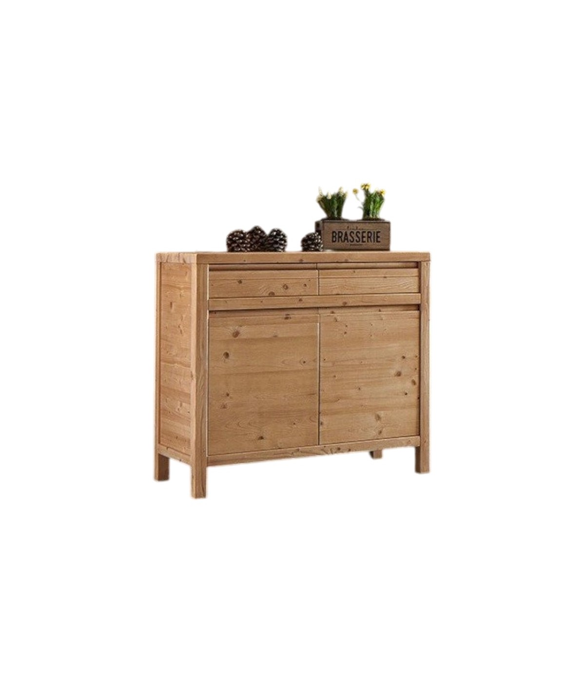 MOBILI 2G - MADIA CREDENZA CORTINA 2 ANTE IN LEGNO MASSELLO DI ABETE 104X50X95 (3312)