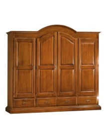 MOBILI 2G -  Armadio arte povera 4 porte 4 cassetti legno tinta noce  234X60X230 (472) vista frontale