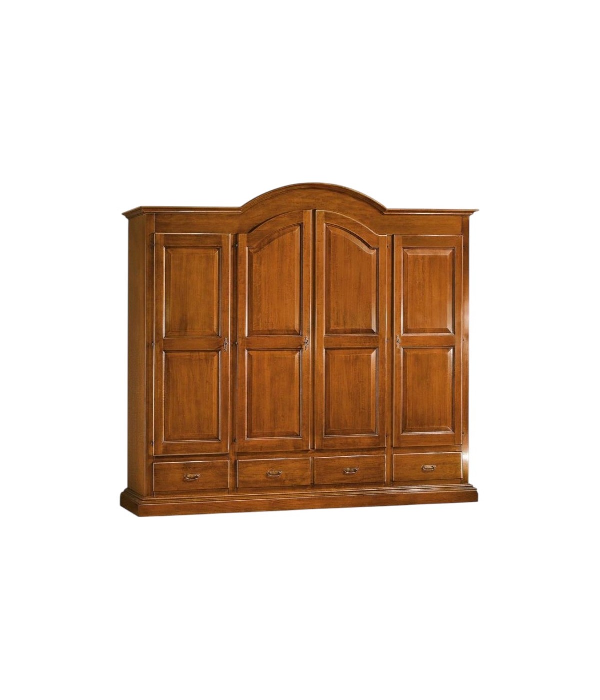 MOBILI 2G -  Armadio arte povera 4 porte 4 cassetti legno tinta noce  234X60X230 (472) vista frontale