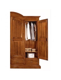 MOBILI 2G -  Armadio arte povera 4 porte 4 cassetti legno tinta noce  234X60X230 (472) vista frontale