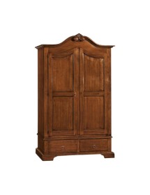 MOBILI 2G - ARMADIO 2 PORTE 2 CASSETTI ARTE POVERA LEGNO TINTA NOCE 122X60X204 (1206)