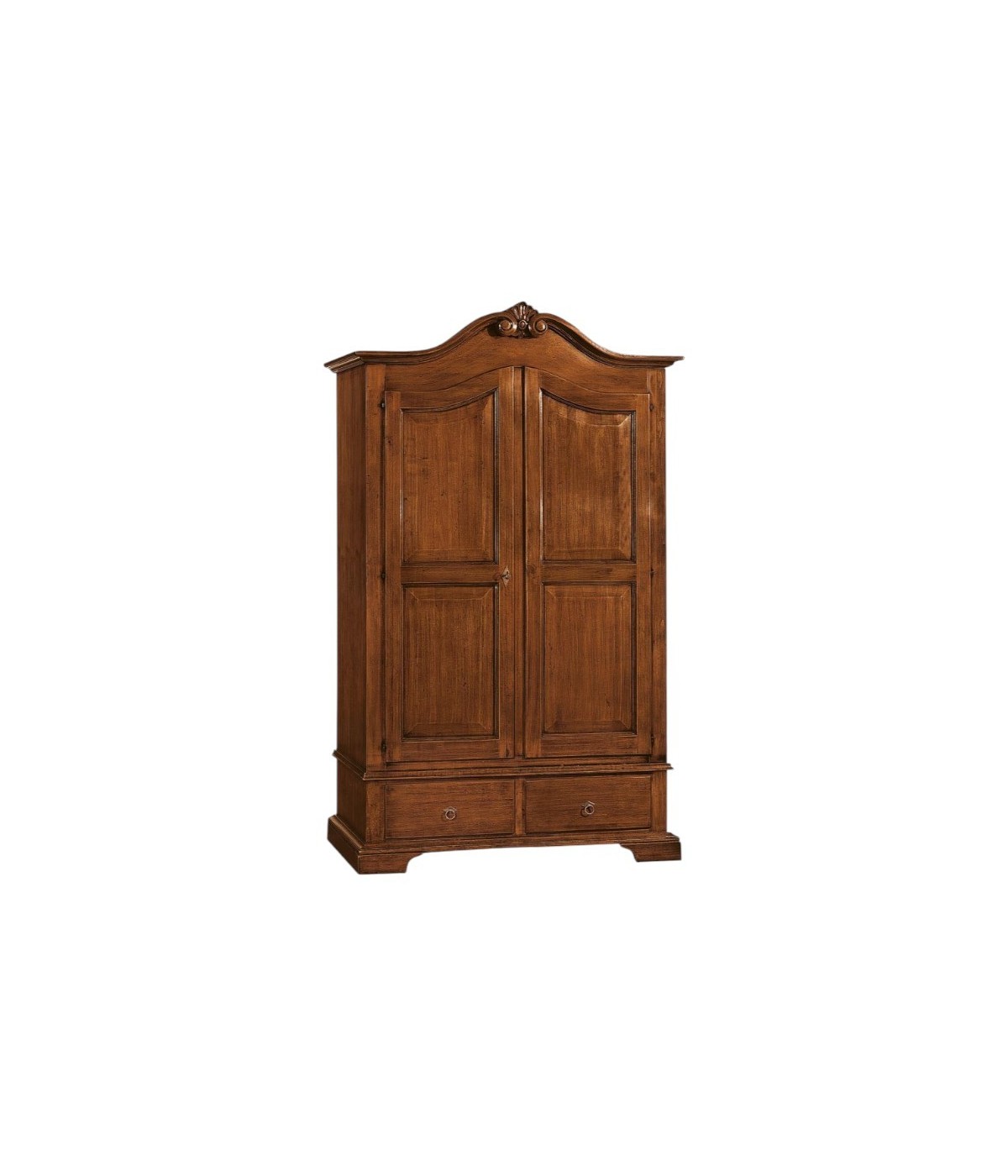 MOBILI 2G - ARMADIO 2 PORTE 2 CASSETTI ARTE POVERA LEGNO TINTA NOCE 122X60X204 (1206)