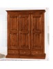 MOBILI 2G - Armadio 3 porte arte povera in legno tinta noce 182x61x221 (611) VISTA FRONTALE