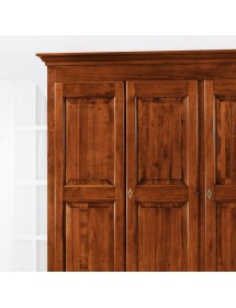 MOBILI 2G - Armadio 3 porte arte povera in legno tinta noce 182x61x221 (611) VISTA FRONTALE