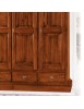 MOBILI 2G - Armadio 3 porte arte povera in legno tinta noce 182x61x221 (611) VISTA FRONTALE