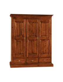 MOBILI 2G - Armadio 3 porte arte povera in legno tinta noce 182x61x221 (611) VISTA FRONTALE