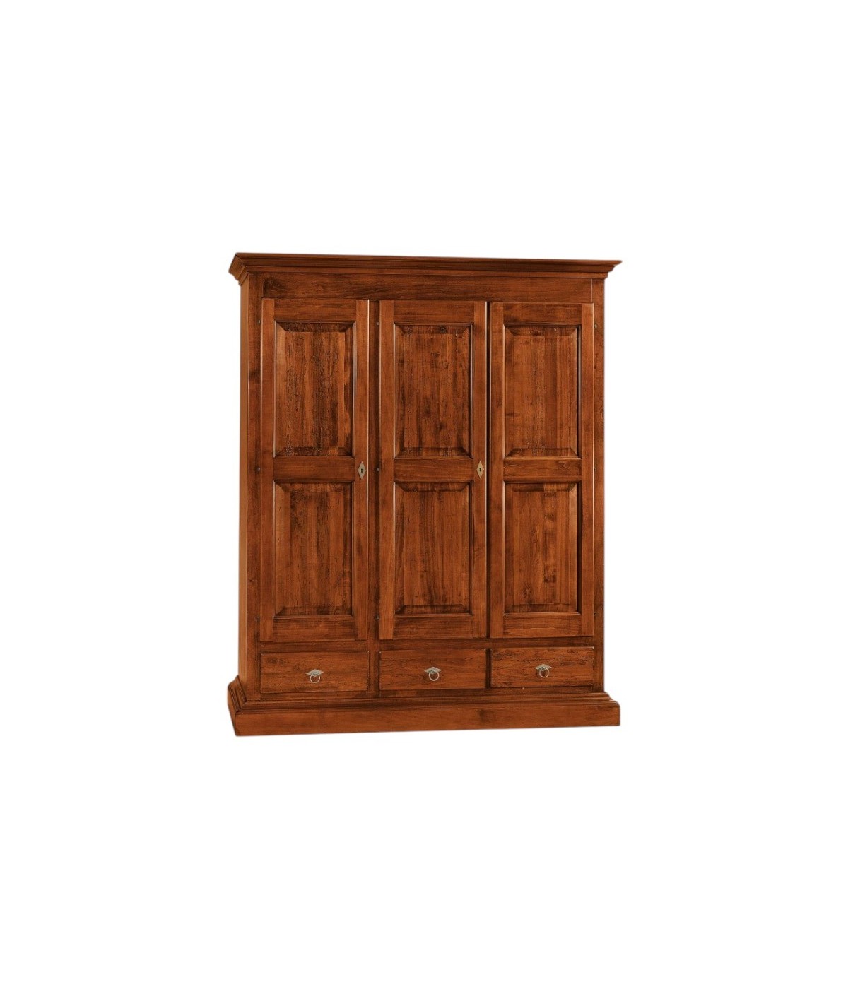 MOBILI 2G - Armadio 3 porte arte povera in legno tinta noce 182x61x221 (611) VISTA FRONTALE