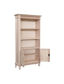 MOBILI 2G - Libreria Classica 2 Porte 2 ripiani Legno Grezzo 100X40X194 (1519)
