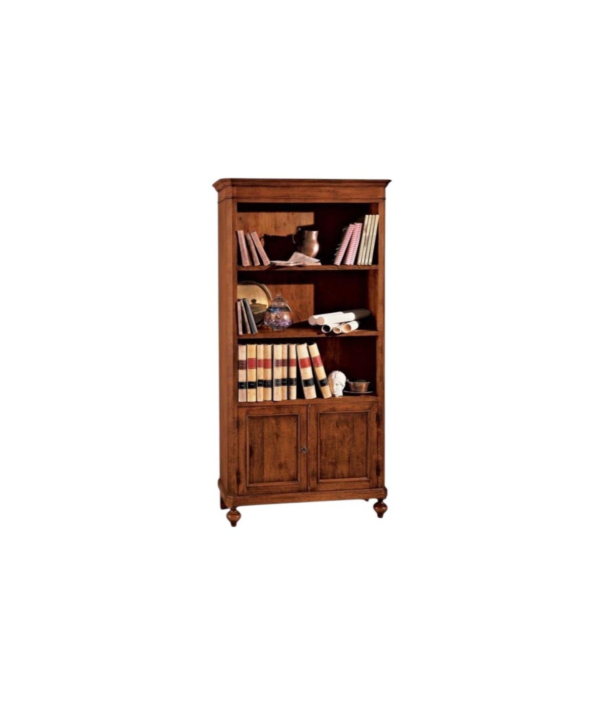MOBILI 2G - LIBRERIA 3 VANI A GIORNO 2 PORTE LEGNO MASSELLO L.100 P.40 H.194 (1519)