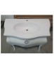 MOBILI 2G - Mobile bagno 2 cassetti bombato legno shabby bianco 108x55x82 (1370) vista frontale