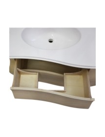 MOBILI 2G - Mobile bagno 6 cassetti bombato con lavello legno grezzo 162x58x83 vista frontale