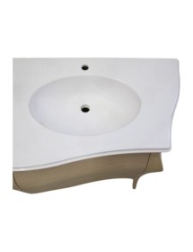 MOBILI 2G - Mobile bagno 6 cassetti bombato con lavello legno grezzo 162x58x83 vista frontale