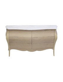 MOBILI 2G - Mobile bagno 6 cassetti bombato con lavello legno grezzo 162x58x83 vista frontale