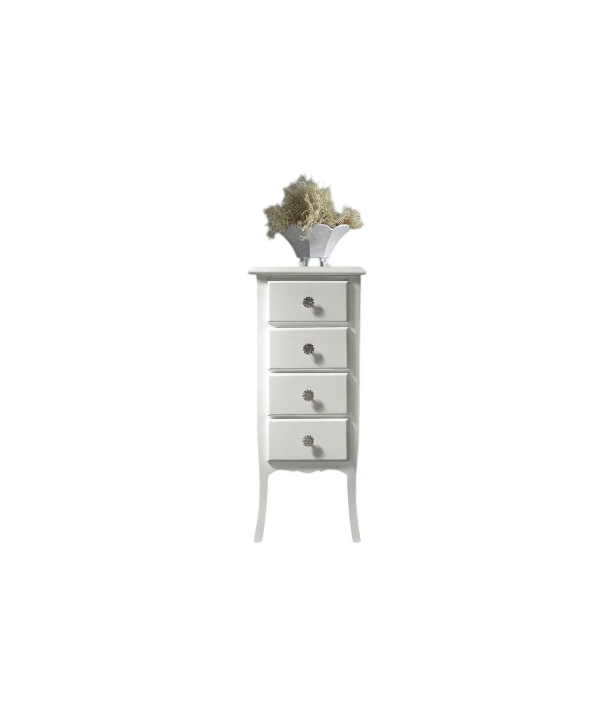 MOBILI 2G - Cassettiera 4 cassetti in legno arte povera laccato bianco opaco L.38 x P.25 H.86 (3035)