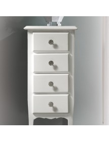 MOBILI 2G - Cassettiera 4 cassetti in legno arte povera laccato bianco opaco L.38 x P.25 H.86 (3035)