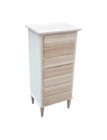 MOBILI 2G -  Cassettiera classica 7 cassetti legno grezzo 49x37x106 (1113)