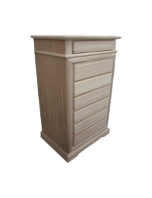 MOBILI 2G - Cassettiera classica 7 cassetti legno grezzo 71x53x117 vista frontale