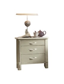 MOBILI 2G - COMODINO IN LEGNO 3 CASSETTI SHABBY CHIC L.59 P.42 H.61 (3201)