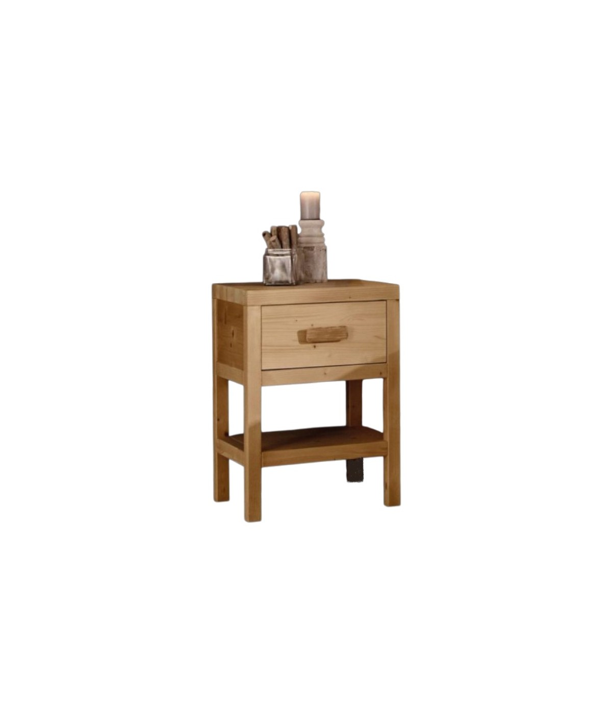 MOBILI 2G - COMODINO CORTINA 1 CASSETTO IN LEGNO MASSELLO DI ABETE 45X38X60 (3304)