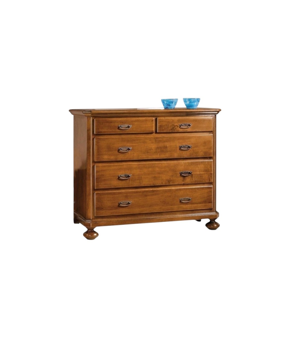 MOBILI 2G -  Cassettiera classica 5 cassetti legno tinta noce 116x51x101 (452)