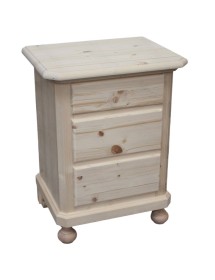  Comodino 3 cassetti legno shabby bianco spazzolato 50x38x66 (2215)