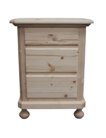  Comodino 3 cassetti legno shabby bianco spazzolato 50x38x66 (2215)