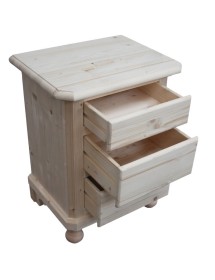  Comodino 3 cassetti legno shabby bianco spazzolato 50x38x66 (2215)