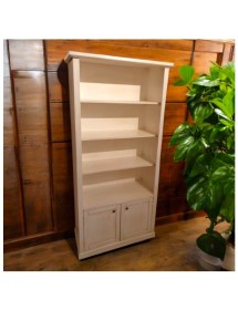 MOBILI 2G - Libreria 2 porte 3 ripiani legno shabby bianco anticato 90X41X186 (1386) vista frontale