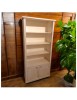 MOBILI 2G - Libreria 2 porte 3 ripiani legno shabby bianco anticato 90X41X186 (1386) vista frontale