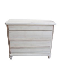 MOBILI 2G -  Cassettiera classica 4 cassetti legno massello grezzo 119x52x101 (970) vista frontale