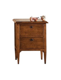 MOBILI 2G - Comodino classico 2 cassetti legno tinta noce 51x37x65 (810) vista frontale