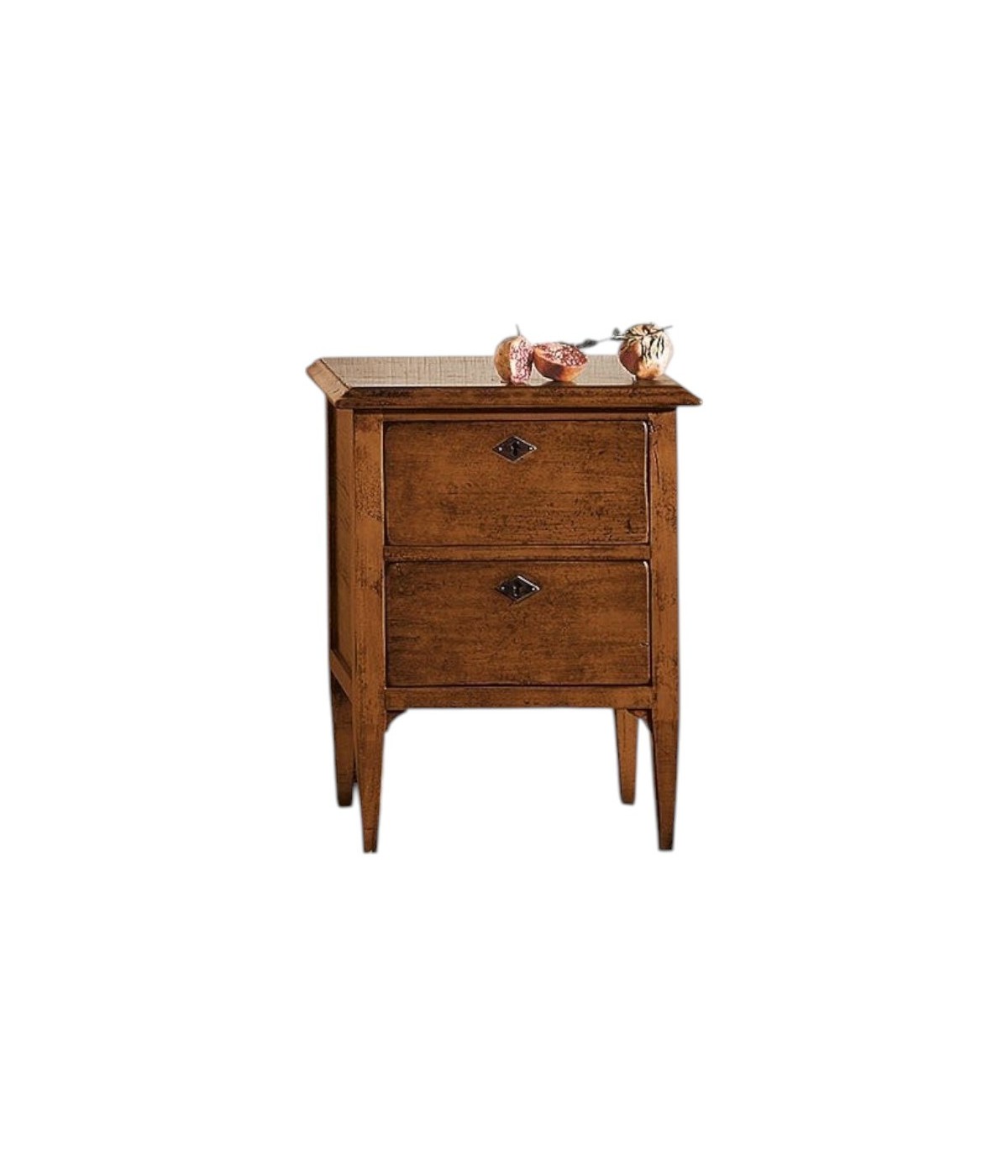 MOBILI 2G - Comodino classico 2 cassetti legno tinta noce 51x37x65 (810) vista frontale