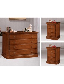 MOBILI 2G - Cassettiera arte povera 4 Cassetti legno tinta noce 150x57x97 (417) vista frontale