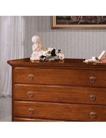 MOBILI 2G - Cassettiera arte povera 4 Cassetti legno tinta noce 150x57x97 (417) vista frontale