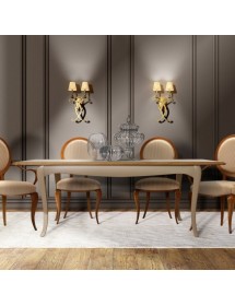 MOBILI 2G - Tavolo allungabile in legno shabby bicolore 140x90 a 180x90 (203) VISTA FRONTALE