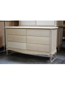 MOBILI 2G - CASSETTIERA CLASSICA 6 CASSETTI LEGNO GREZZO 141X47X90 vista frontale