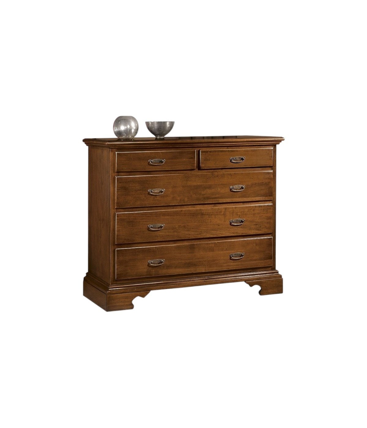 MOBILI 2G -  Cassettiera classica 5 cassetti legno tinta noce 117x51x101 (466)