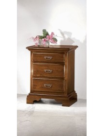 MOBILI 2G - Comodino 3 cassetti arte povera legno tinta noce 50x38x65 (467) vista frontale
