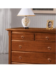 MOBILI 2G - Cassettiera arte povera 5 Cassetti legno tinta noce 135x55x110 (415) vista frontale