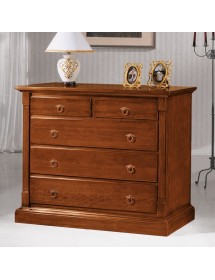 MOBILI 2G - Gruppo 1 Cassettiera 2 Comodini legno arte povera capitello tinta noce (415+416) vista frontale