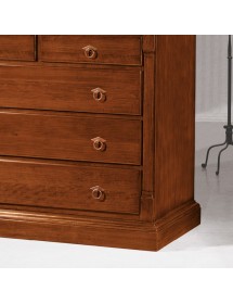 MOBILI 2G - Gruppo 1 Cassettiera 2 Comodini legno arte povera capitello tinta noce (415+416) vista frontale