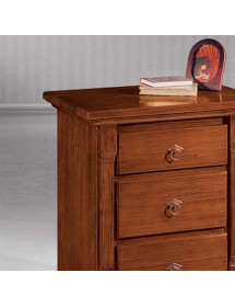 MOBILI 2G - Comodino 3 cassetti arte povera capitello legno tinta noce 60x40x72 (416) vista frontale